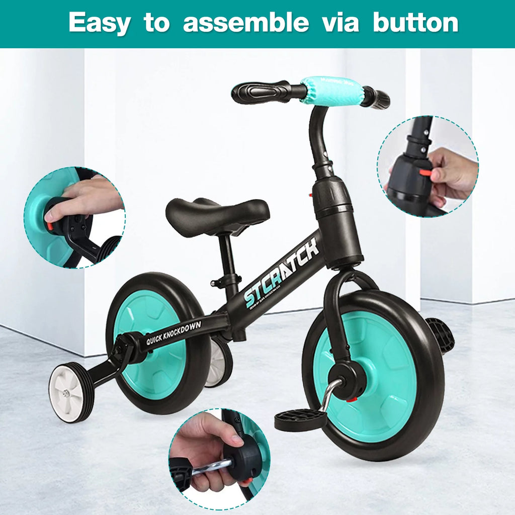 4 in 1 Toddlers Balance Bike with Pedals and Training Wheels R167603