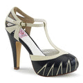 Black 4 1/2" Heel Retro T-Strap Pum I938