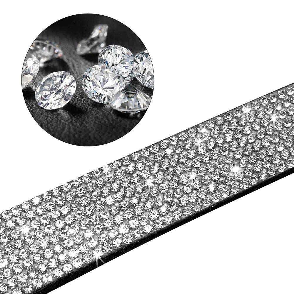 Rhinestone Soft Suede Leather Dog Collar Q156871
