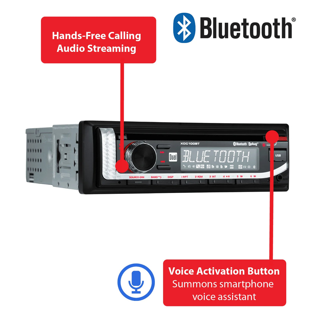 Single DIN Car Stereo with CD Player, Bluetooth, USB W228218