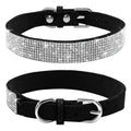Rhinestone Soft Suede Leather Dog Collar Q156871