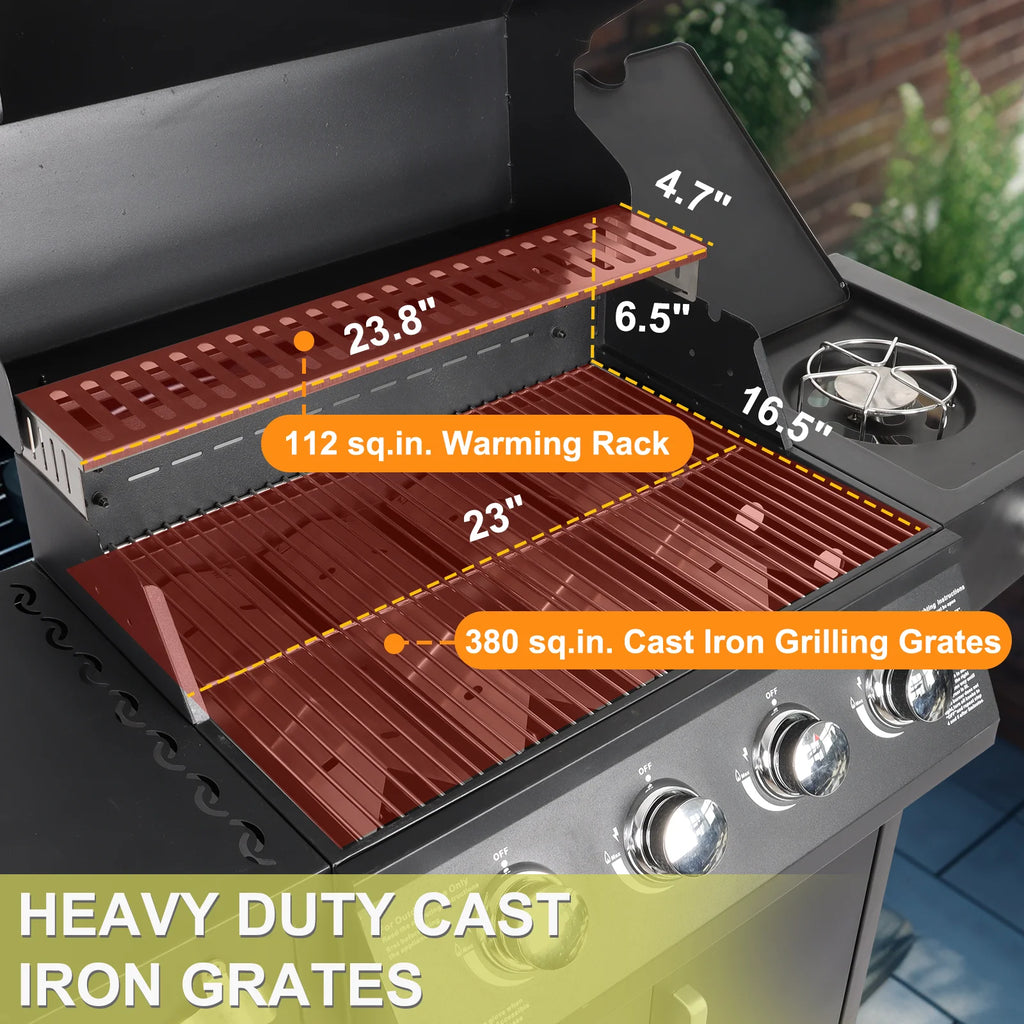 4-Burner Propane Gas Grill with Side Burner J298087