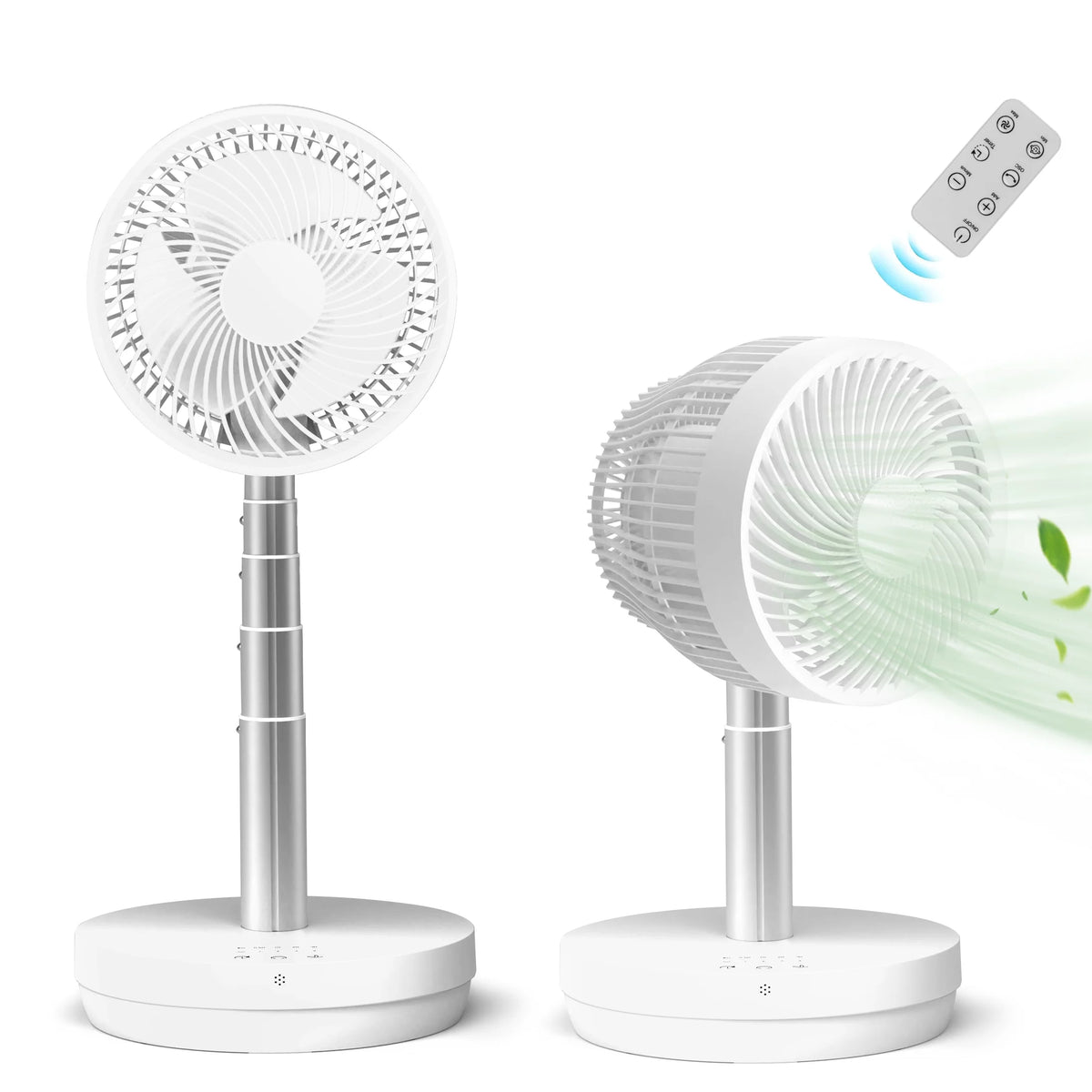 Portable Foldable Rechargeable Standing Fan with Remote Control White H8823