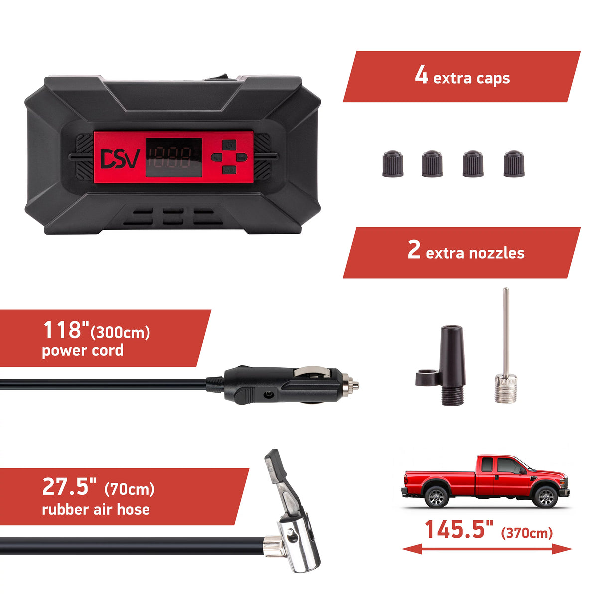Compact Tire Inflator Air Pump 12V DC 150PSI V504688