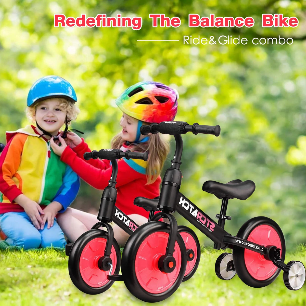 4 in 1 Toddlers Balance Bike with Pedals and Training Wheels R167603