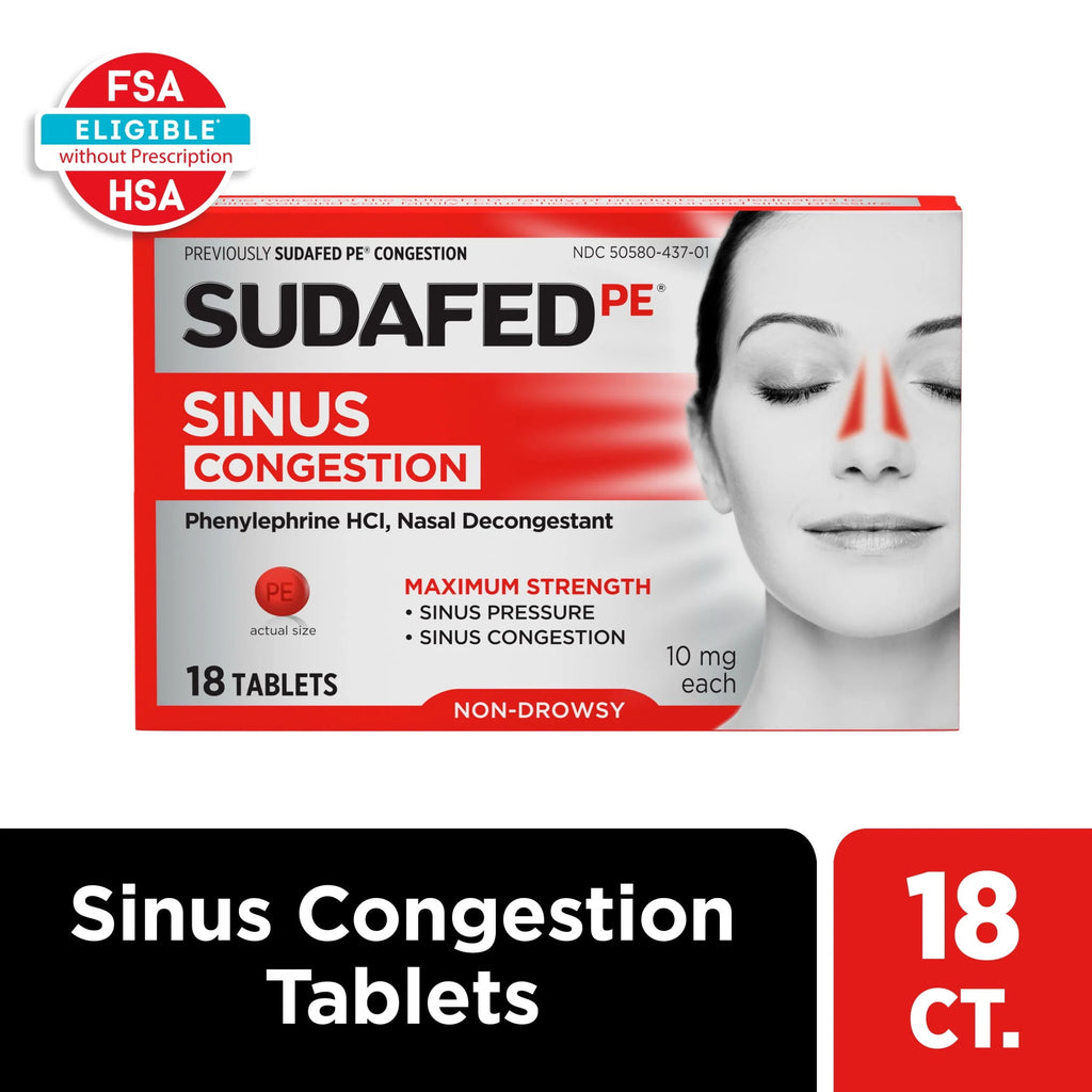 Non-Drowsy Sinus Decongestant, 18 Ct L610461