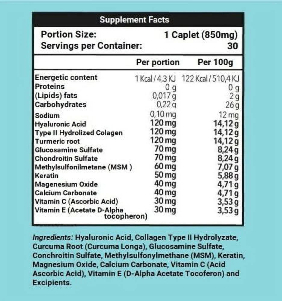 Hyaluronic Acid 30 Caplets 850 mg P96642