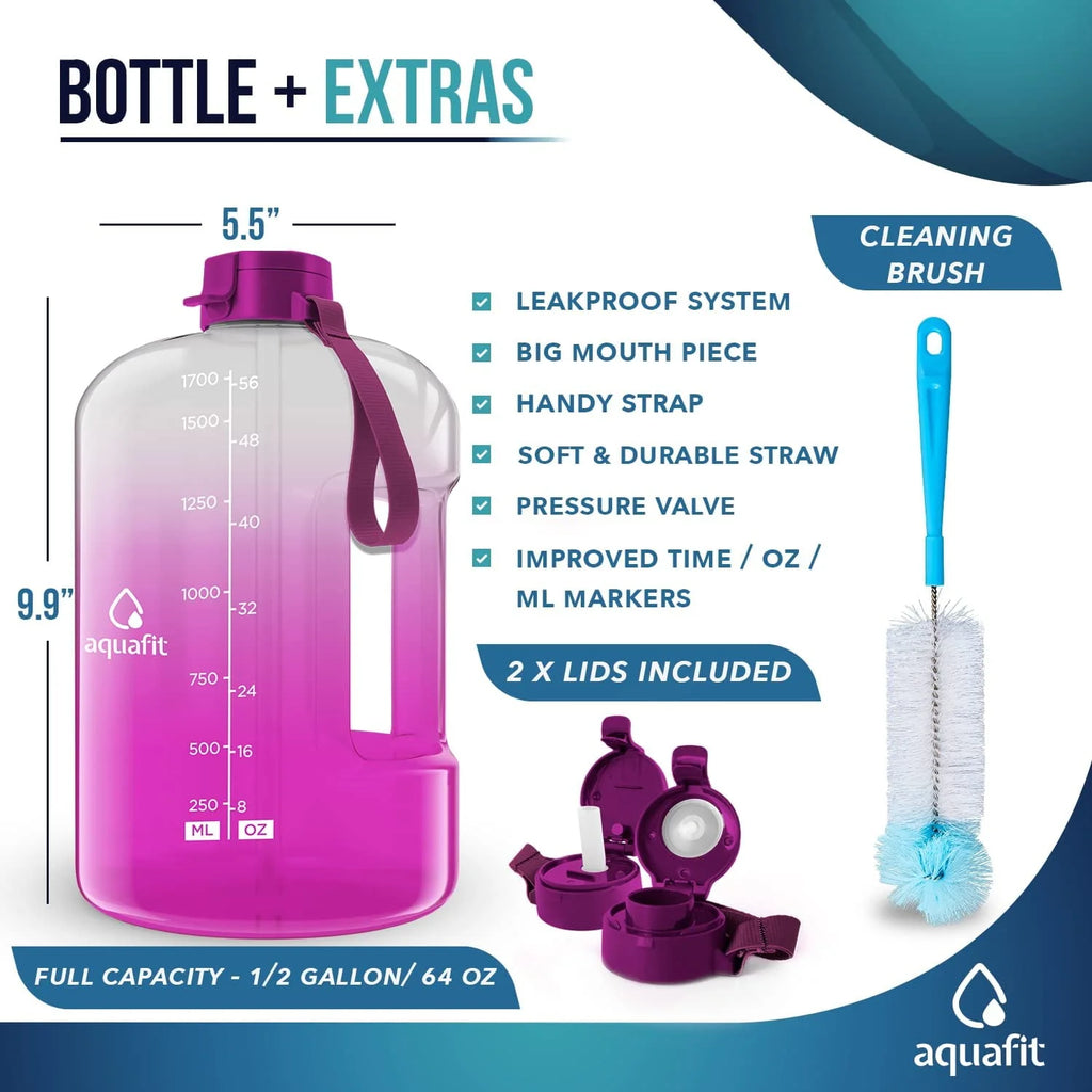 1 Gallon Gray Water Bottle with Time Marker C281
