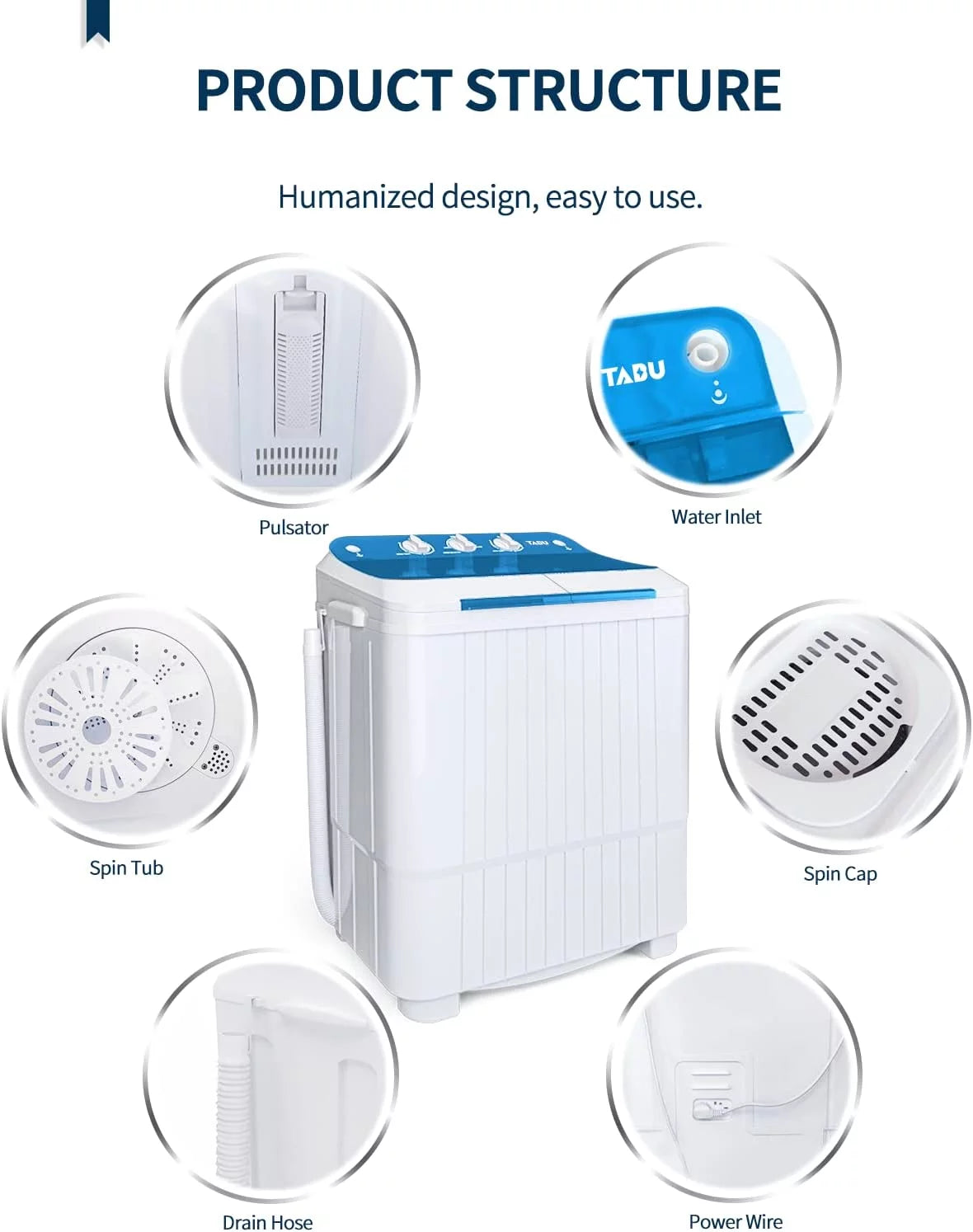 Portable 16.5lbs Compact Twin Tub Washer C55531