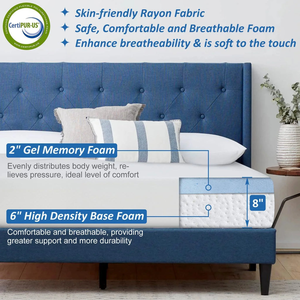 Queen 8 Inch Gel Memory Foam Medium Firm Mattress I163