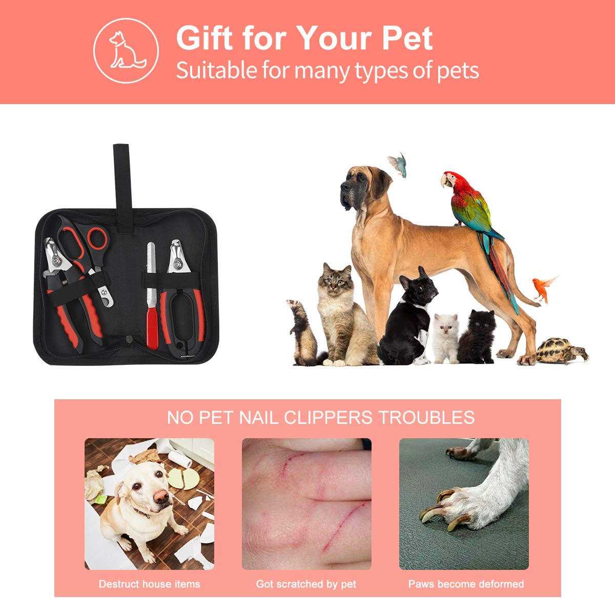 Dog Nail Clippers Trimmer Set with Safety Guard J963525