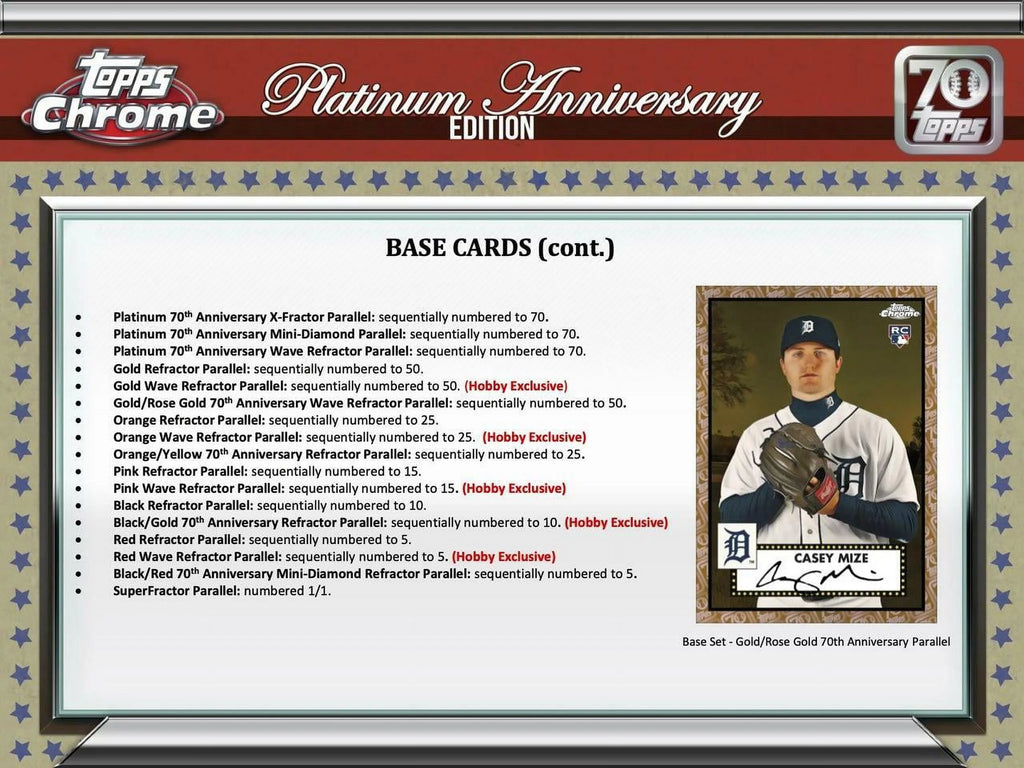 Topps Chrome Baseball Platinum Anniversary Hobby D2209