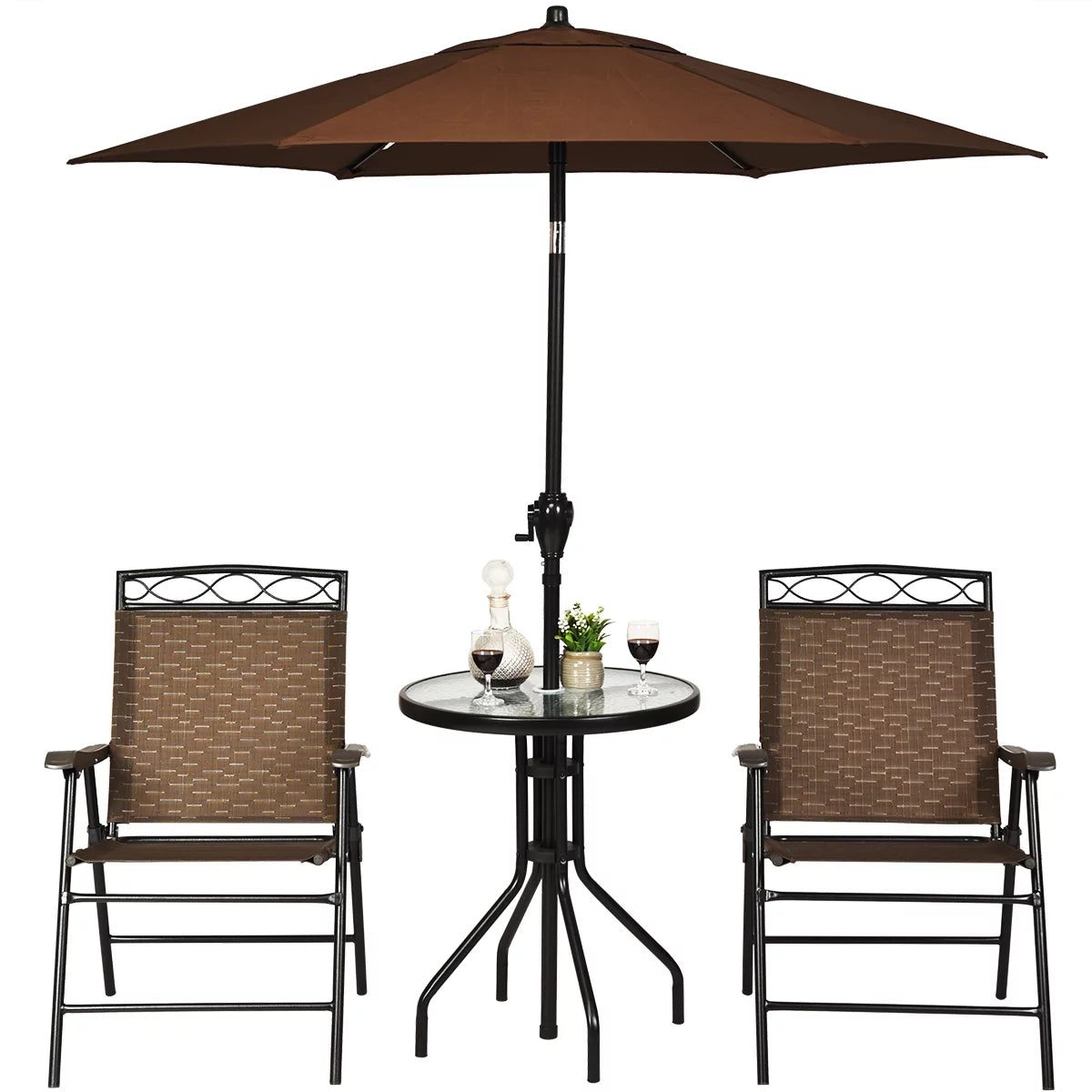 3PCS Bistro Set with Folding Chairs Table U899