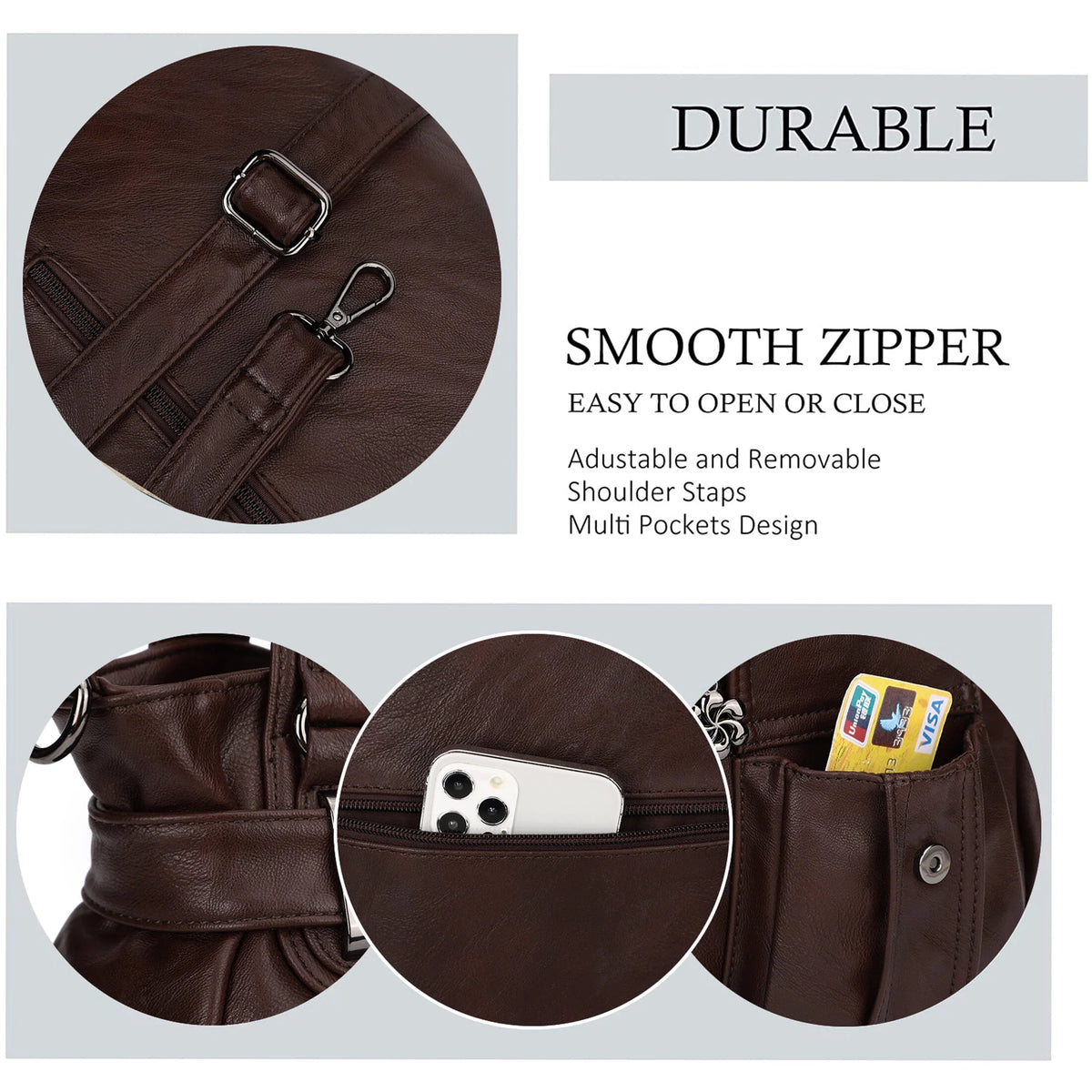 Large PU Leather Multi-Pocket Tote Bag Z4750