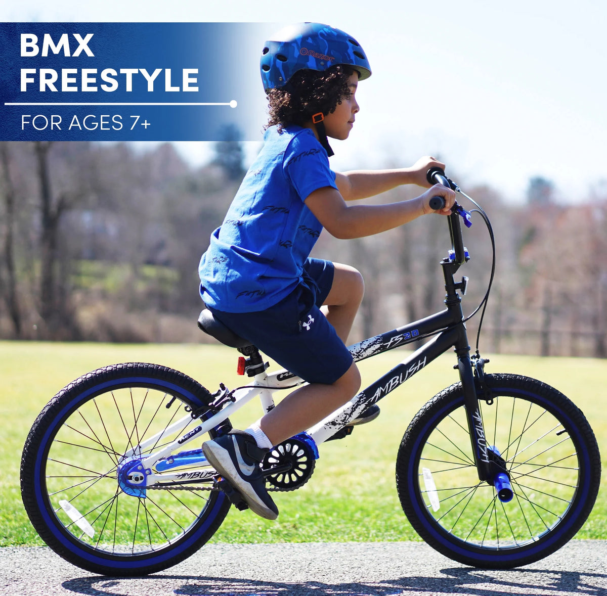 20 Boy's BMX Child Bike Black/Blue V91127