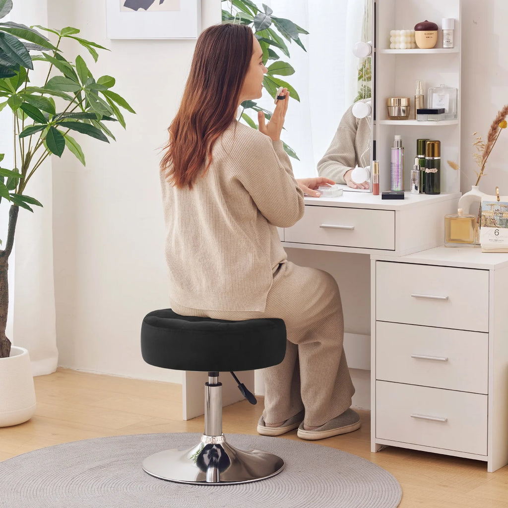 Adjustable Vanity Stool White Metal Frame C348352