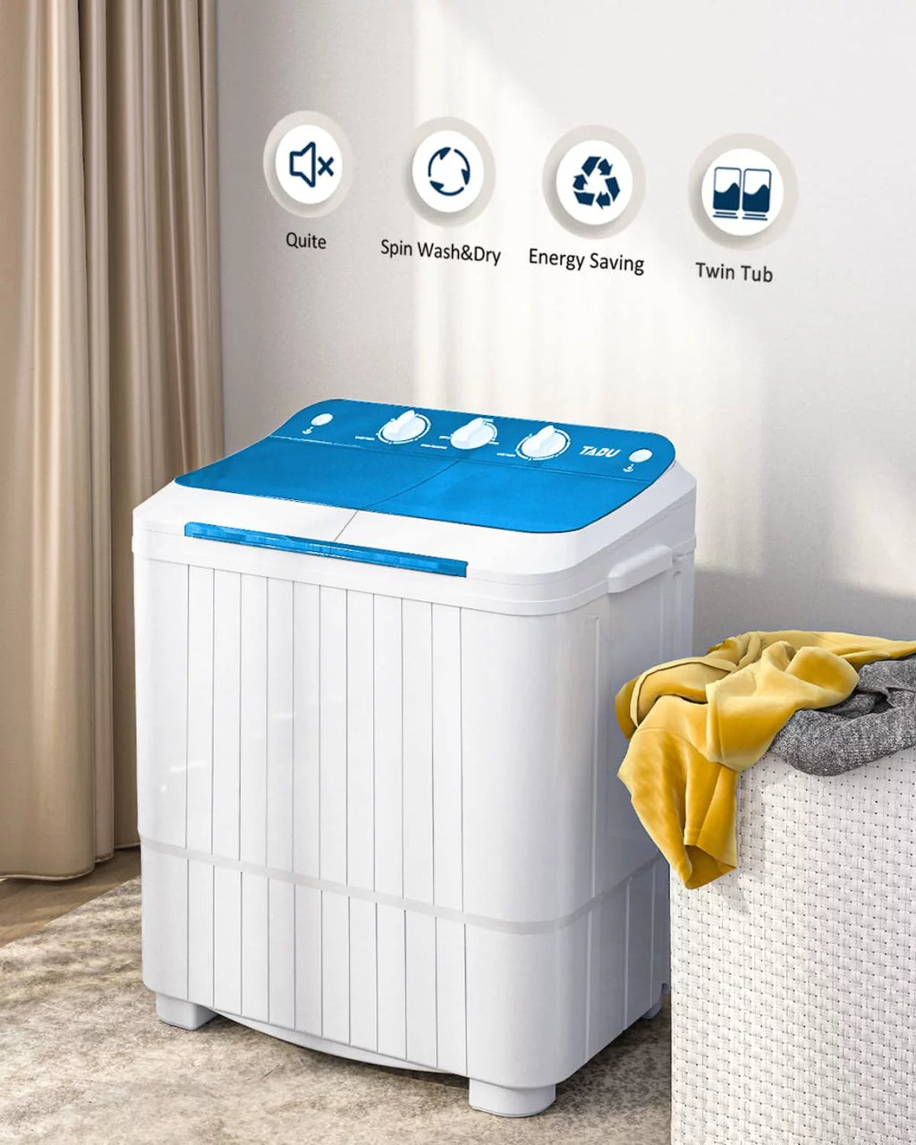 Portable 16.5lbs Compact Twin Tub Washer C55531
